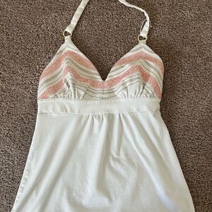 Y2k Babydoll Pink Beaded Halter Tank Gold Hardware(tiny Red Dot In Pic)bra Tops